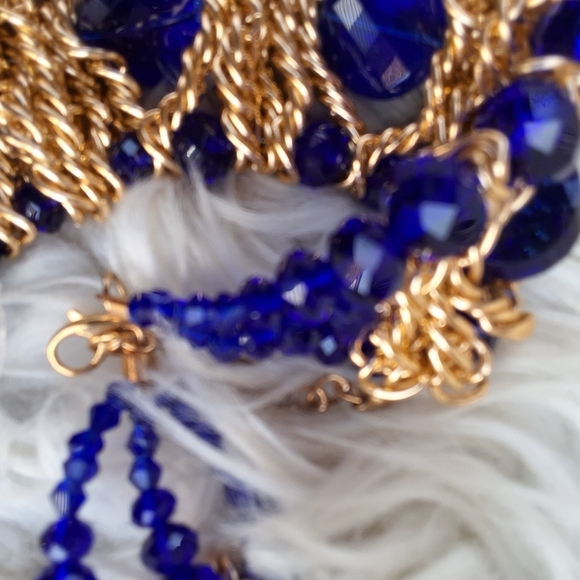 90s HUGE faceted glass chain bib necklace - Picture 3 of 5